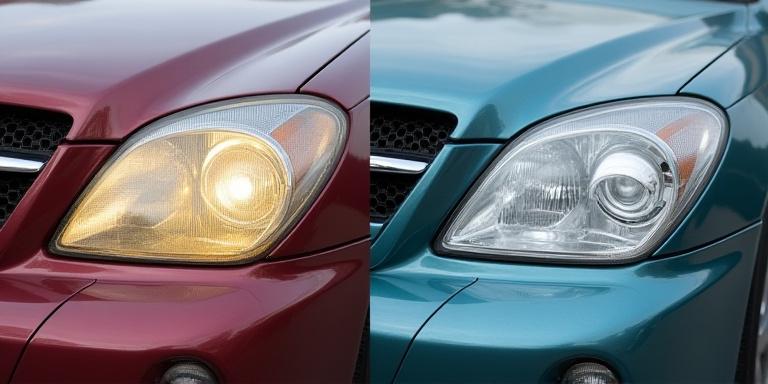 Confronto tra un faro opaco e un faro lucidato