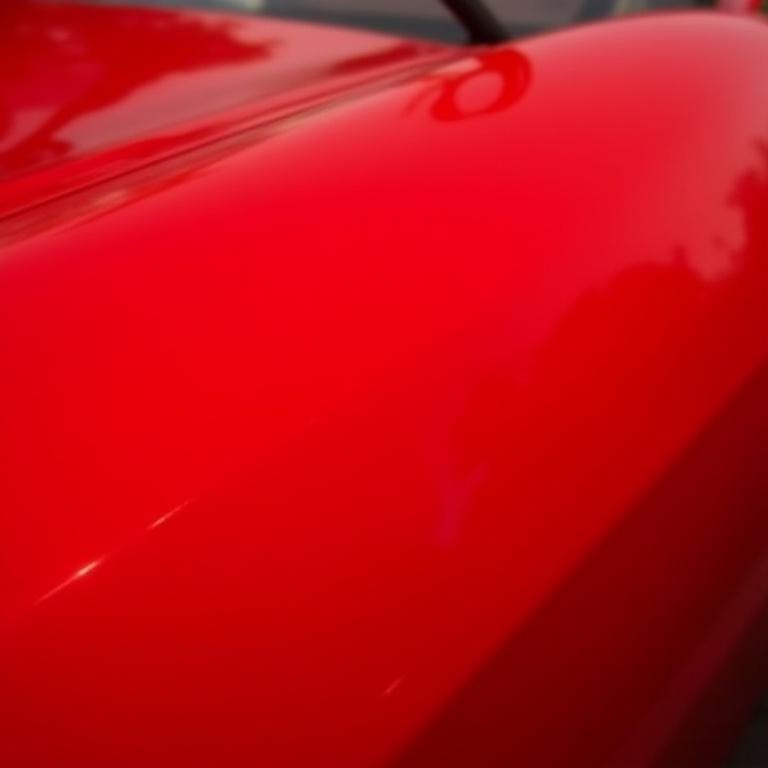 Ferrari rossa dopo il trattamento detailing, con un riflesso perfetto